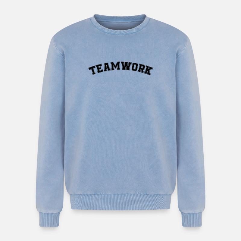 teamwork - Relaxed Unisex Premium Acid-Washed Sweatshirt - Blau Acid Wash