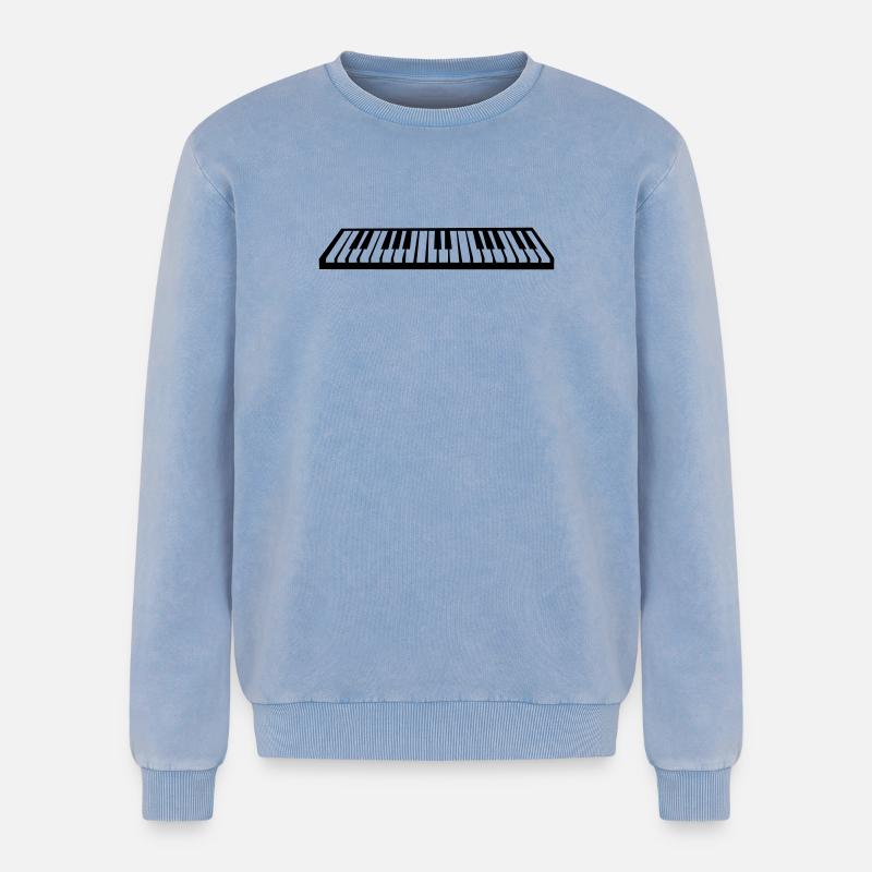 Klavier oder Keyboard - Relaxed Unisex Premium Acid-Washed Sweatshirt - Blau Acid Wash