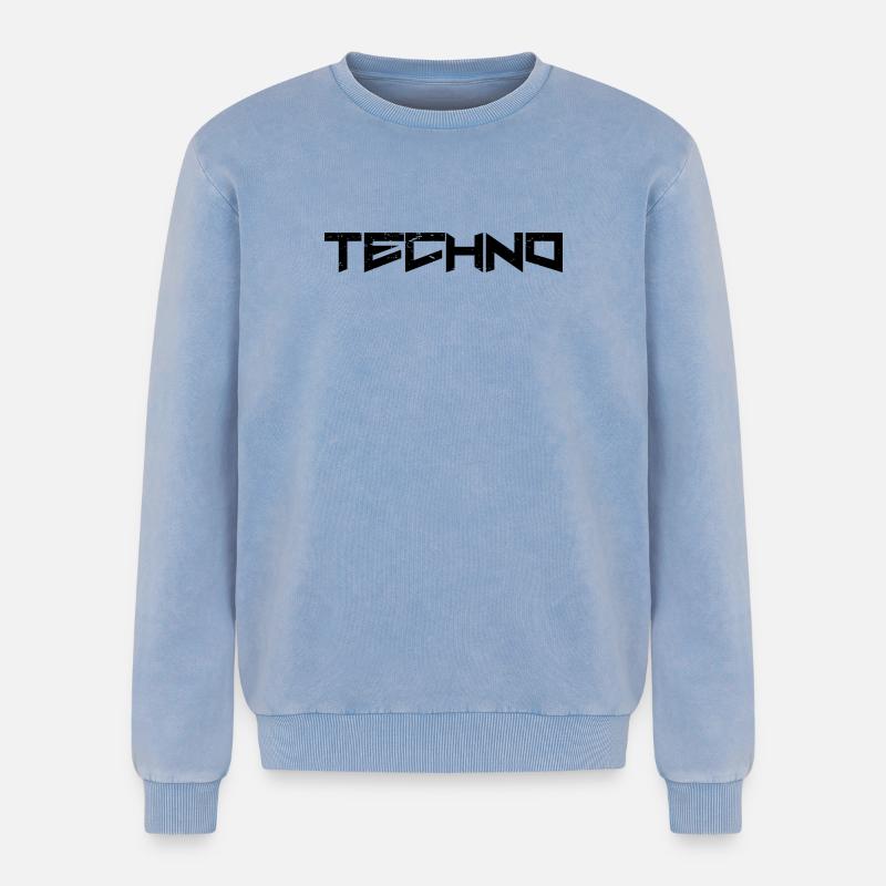Techno - Relaxed Unisex Premium Acid Washed Sweatshirt - acid washed blue