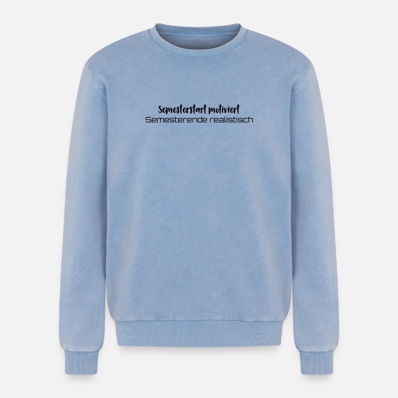 Coffee → learning → existential crisis - Relaxed Unisex Premium Acid Washed Sweatshirt - acid washed blue