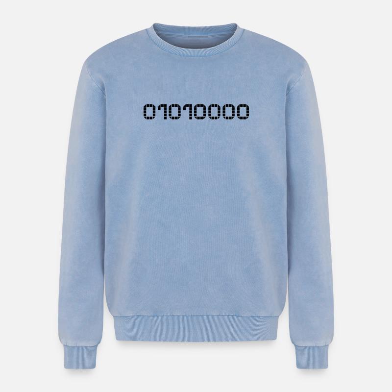 Binary notation - 80 - Relaxed Unisex Premium Acid Washed Sweatshirt - acid washed blue