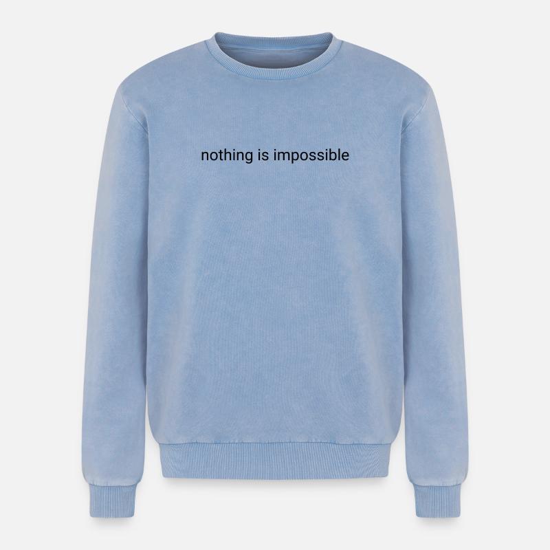 Nothing is impossible plain text - Relaxed Unisex Premium Acid Washed Sweatshirt - acid washed blue