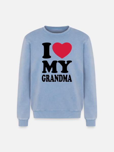 I love my grandma - Relaxed Unisex Premium Acid Washed Sweatshirt - acid washed blue