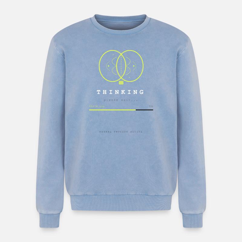 BRAIN.EXE IS LOADING - Relaxed Unisex Premium Acid Washed Sweatshirt - acid washed blue