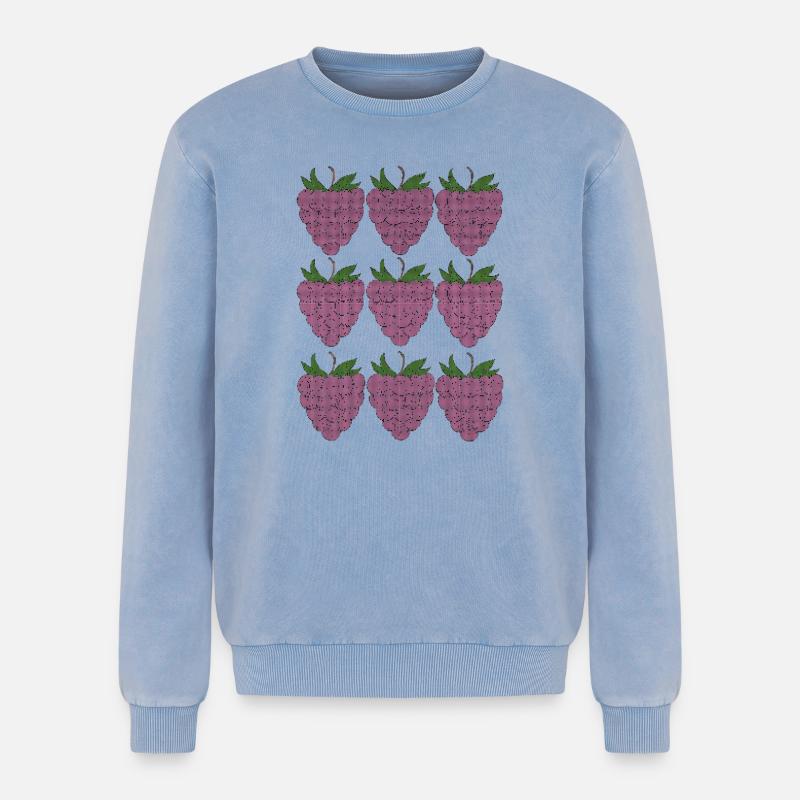 raspberry pattern textile - Relaxed Unisex Premium Acid Washed Sweatshirt - acid washed blue