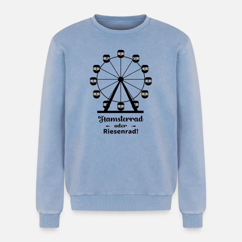 Hamsterrad oder Riesenrad - Relaxed Unisex Premium Acid-Washed Sweatshirt - Blau Acid Wash