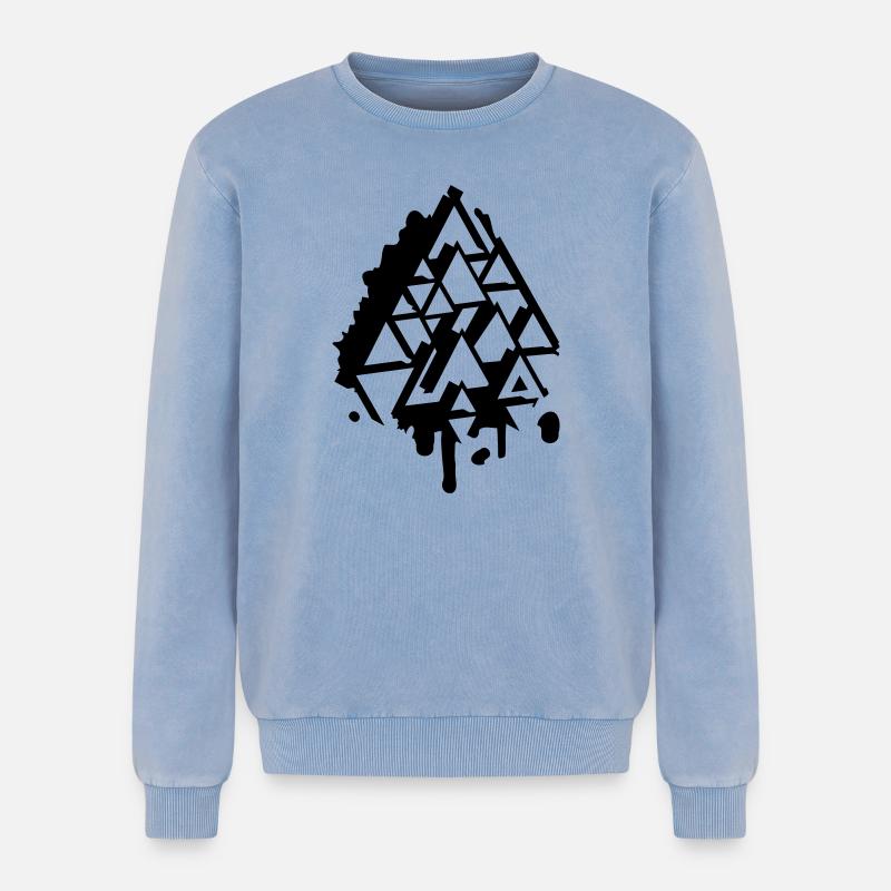 abstract Graffiti Triangle - Relaxed Unisex Premium Acid Washed Sweatshirt - acid washed blue