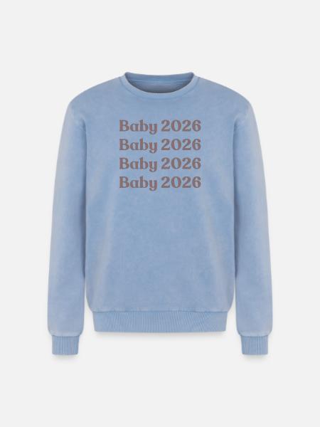 Bébé 2026 - Sweatshirt unisexe Premium acid-wash en coton - bleu délavé acide