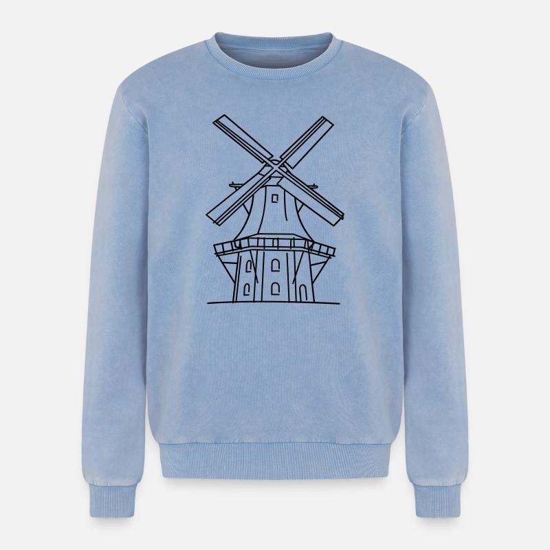Windmill - Relaxed Unisex Premium Acid Washed Sweatshirt - acid washed blue