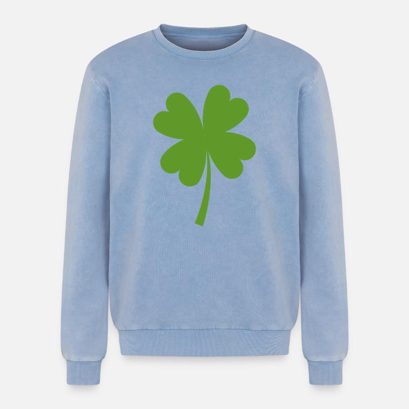 Solid four-leaf clover - Relaxed Unisex Premium Acid Washed Sweatshirt - acid washed blue