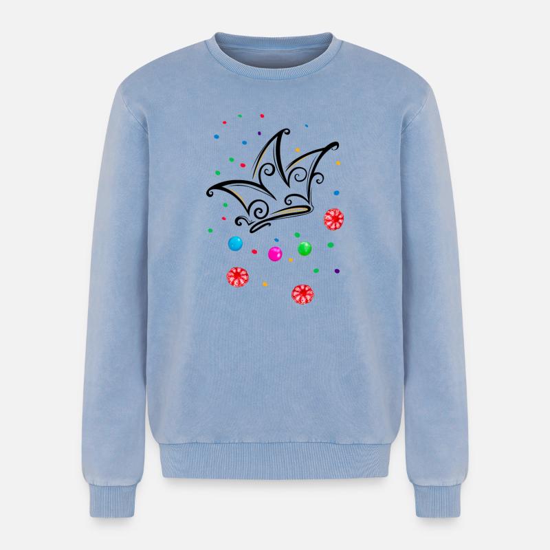 Fool's Cap Candy Camel - Relaxed Unisex Premium Acid Washed Sweatshirt - acid washed blue