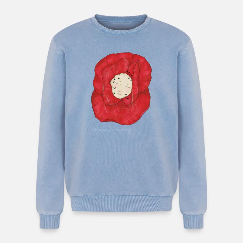 Ein einschläfernder Mohn - Relaxed Unisex Premium Acid-Washed Sweatshirt - Blau Acid Wash