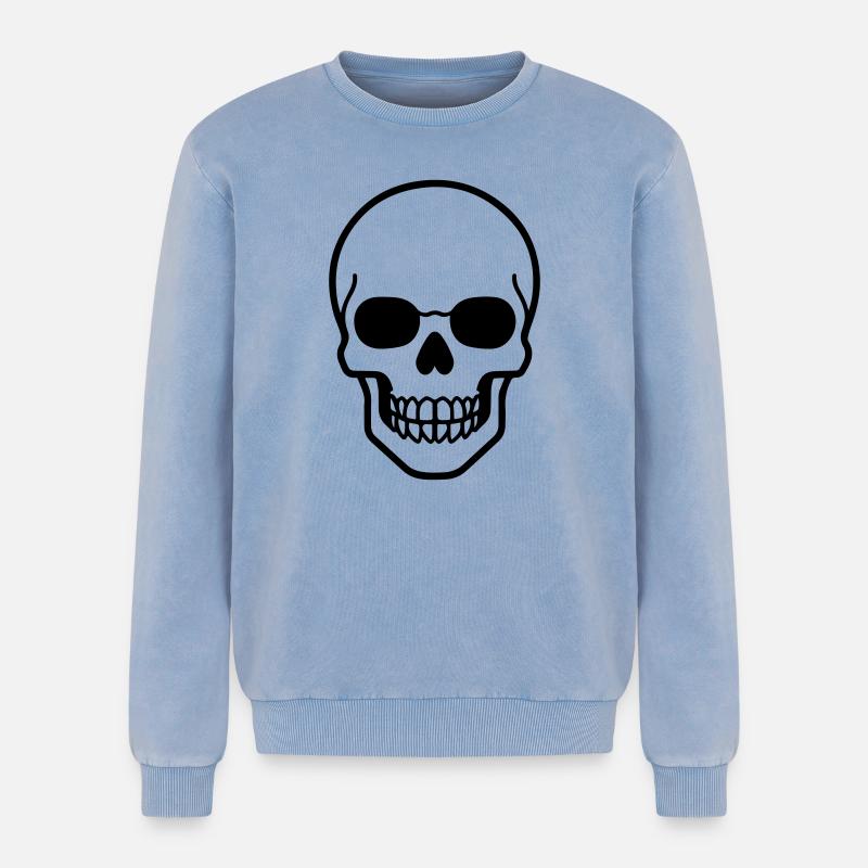 Skeleton Comic - Relaxed Unisex Premium Acid Washed Sweatshirt - acid washed blue