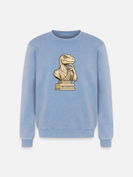 Philosoraptor - Relaxed Unisex Premium Acid-Washed Sweatshirt - Blau Acid Wash