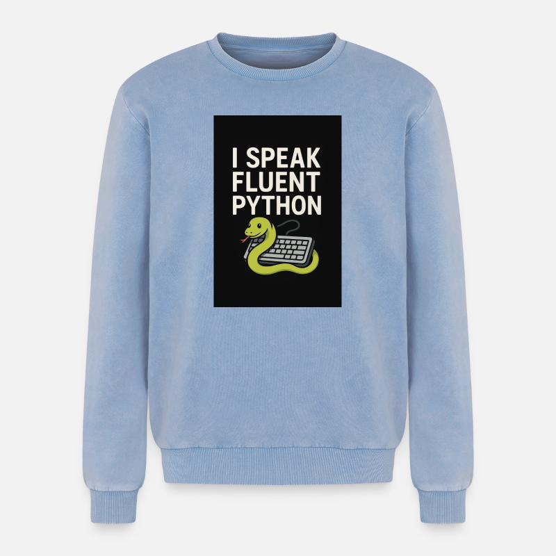 Python-Codierungsschlange - Relaxed Unisex Premium Acid-Washed Sweatshirt - Blau Acid Wash