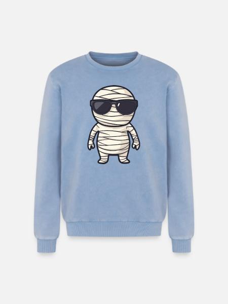 Mummy with sunglasses - Relaxed Unisex Premium Acid Washed Sweatshirt - acid washed blue