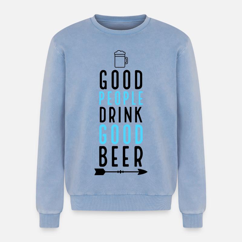 Bier - Relaxed Unisex Premium Acid-Washed Sweatshirt - Blau Acid Wash