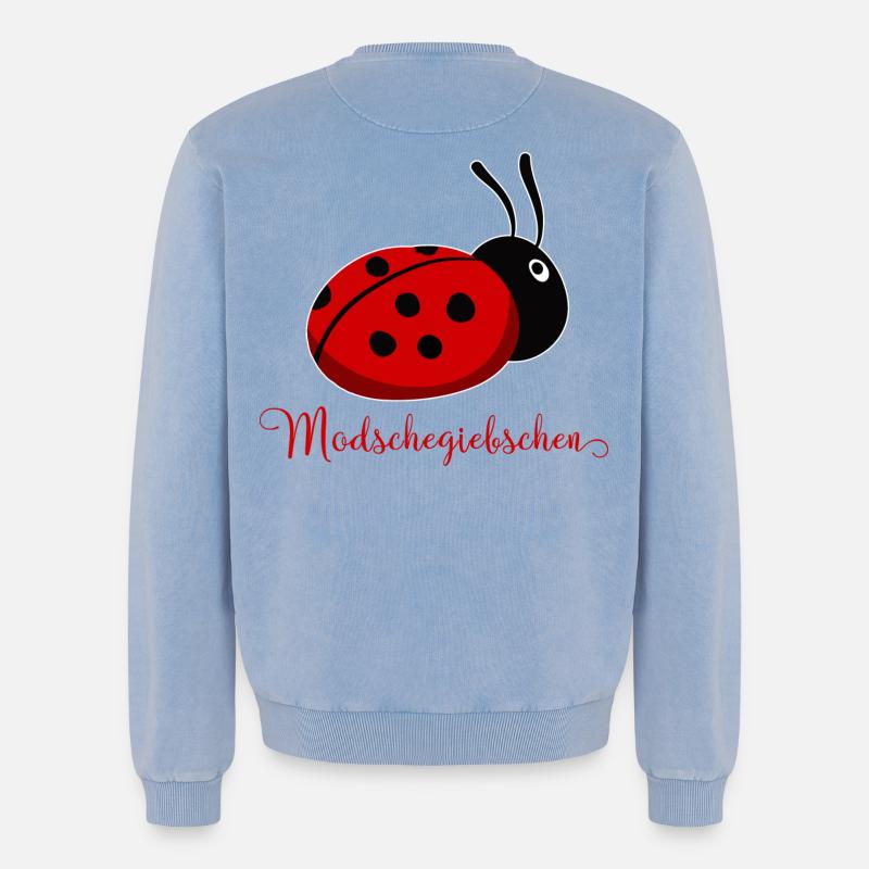 Modschegiebchen Ladybug Saxon Gift Idea - Relaxed Unisex Premium Acid Washed Sweatshirt - acid washed blue