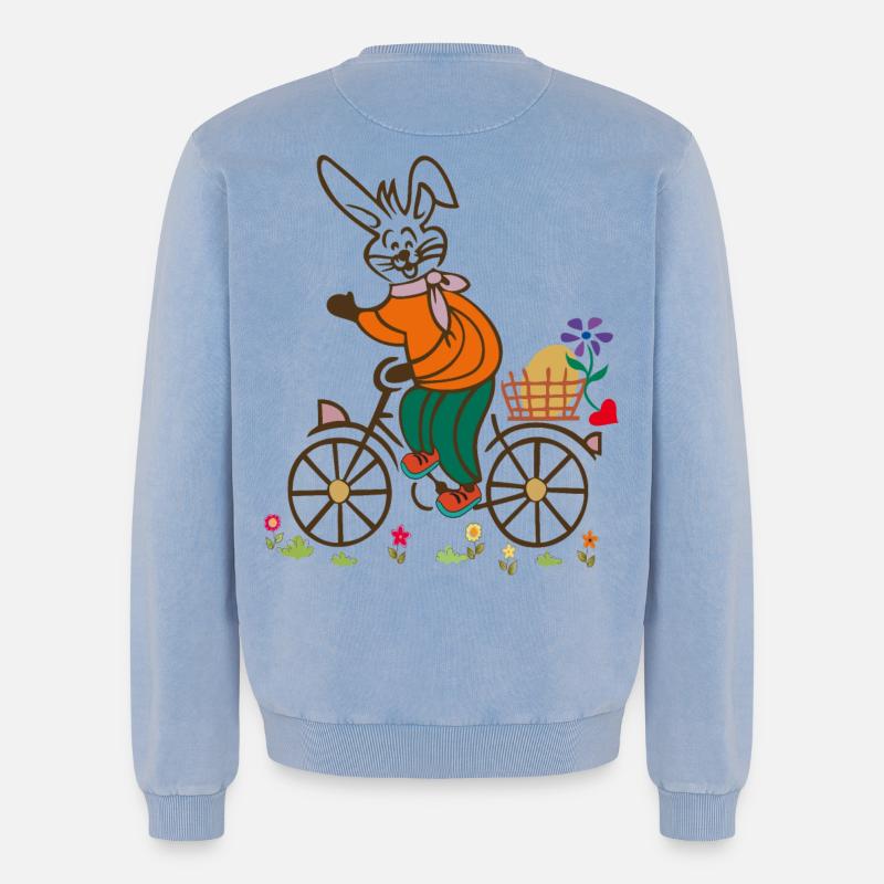 Easter , Easter Egg, Easter - Relaxed Unisex Premium Acid Washed Sweatshirt - acid washed blue