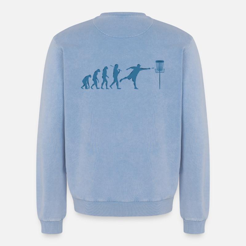 Disc Golf Evolution - Sweatshirt unisexe Premium acid-wash en coton - bleu délavé acide