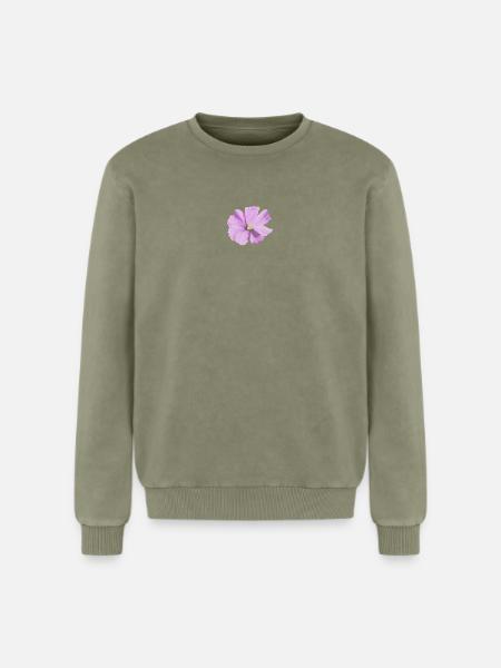 Lilas fleur aquarelle - Sweatshirt unisexe Premium acid-wash en coton - vert délavé acide