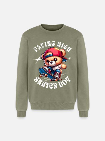 Skater teddy bear on skateboard - Relaxed Unisex Premium Acid Washed Sweatshirt - acid washed green