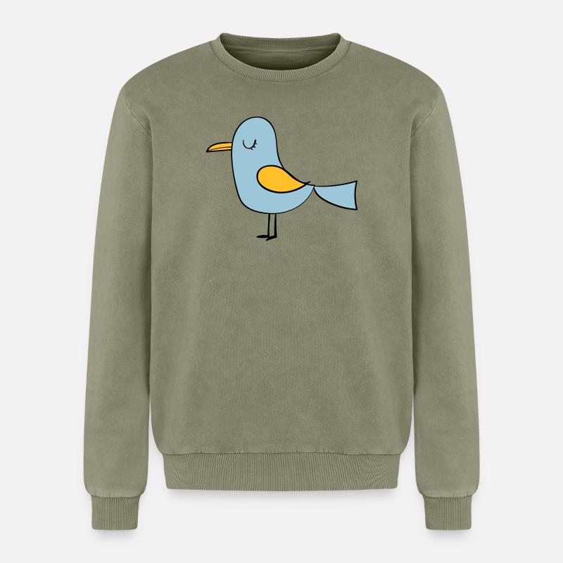 Vogel - Relaxed Unisex Premium Acid-Washed Sweatshirt - Grün Acid Wash