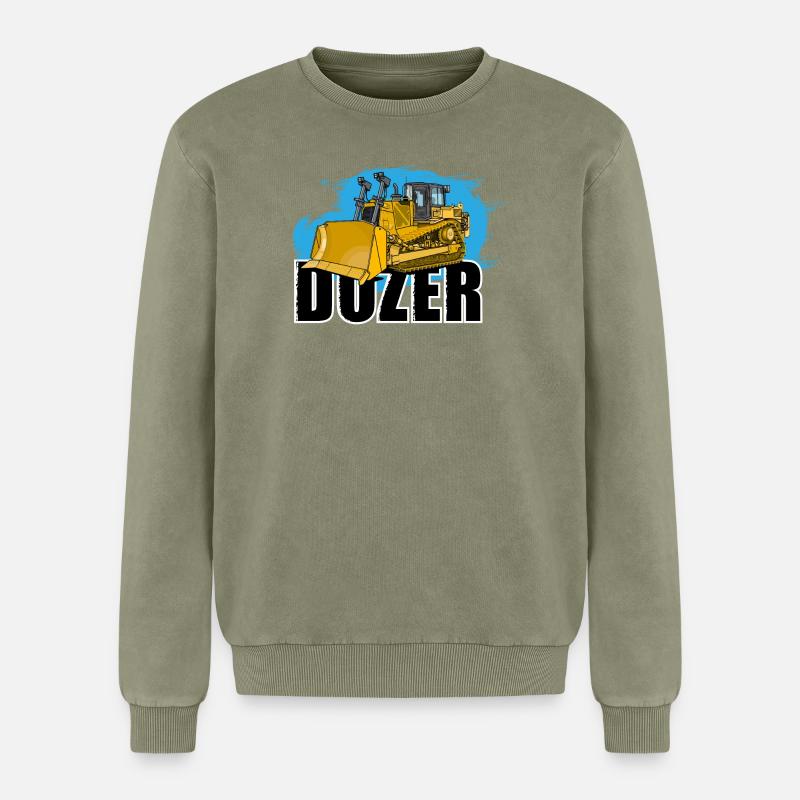 Bulldozer oder Planierraupe - Relaxed Unisex Premium Acid-Washed Sweatshirt - Grün Acid Wash