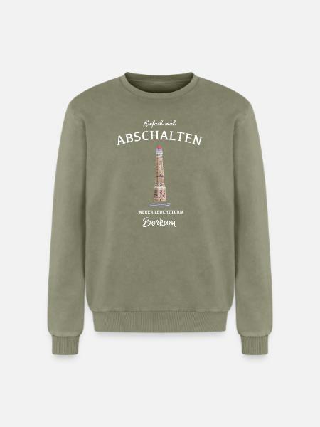 Borkum, Neuer Leuchtturm - Relaxed Unisex Premium Acid-Washed Sweatshirt - Grün Acid Wash