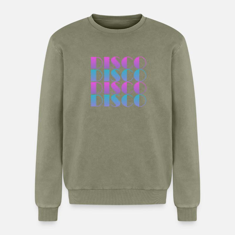 Vibrant Disco Text Pattern Design - Relaxed Unisex Premium Acid Washed Sweatshirt - acid washed green