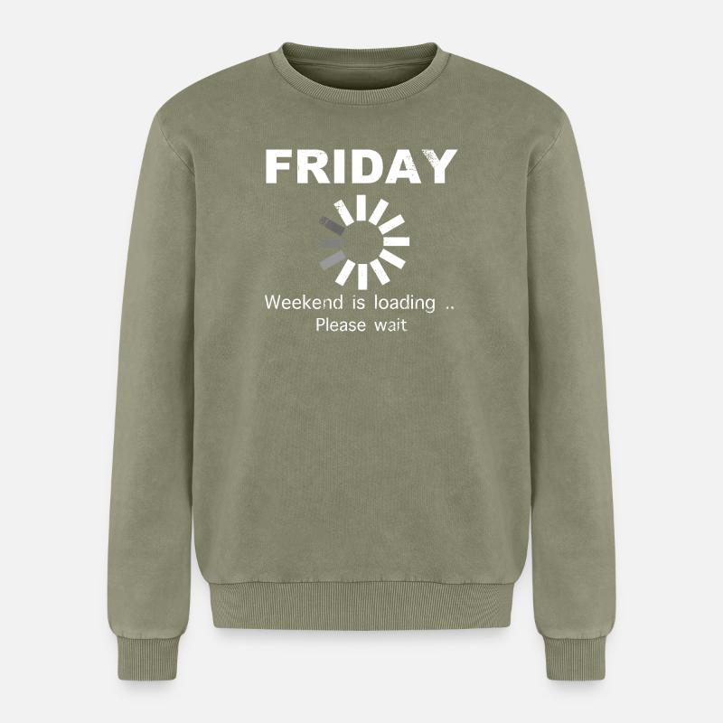Friday Weekend Loading Spruch - Relaxed Unisex Premium Acid-Washed Sweatshirt - Grün Acid Wash