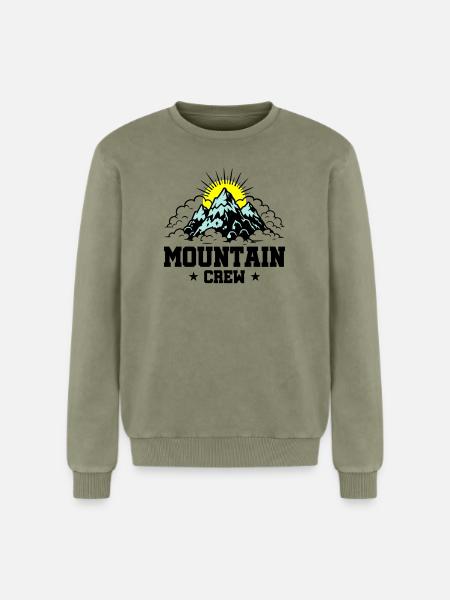 Mountain Crew Mountains - Relaxed Unisex Premium Acid Washed Sweatshirt - acid washed green