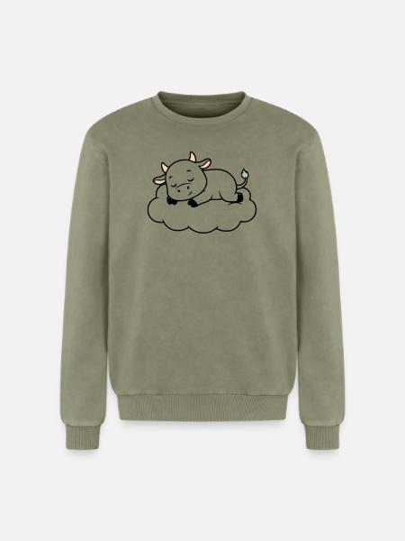 Sleeping Cow Cloud Dream Baby - Relaxed Unisex Premium Acid Washed Sweatshirt - acid washed green