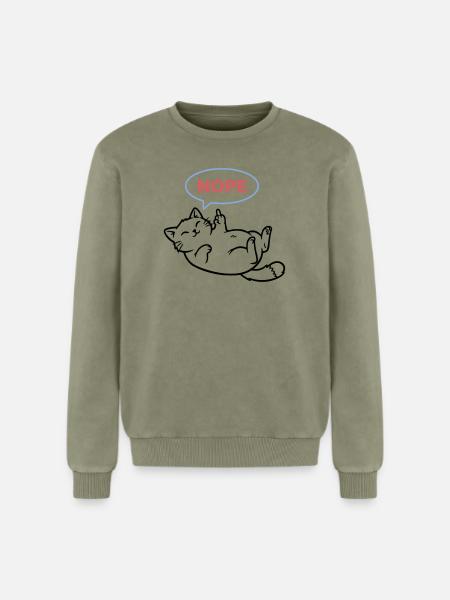 Laughing Cat Nope Middle Finger - Relaxed Unisex Premium Acid Washed Sweatshirt - acid washed green
