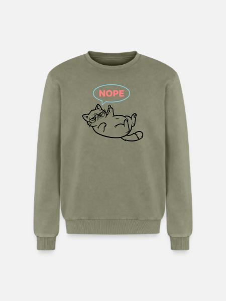 Katze Nope Sprechblase Farbig - Relaxed Unisex Premium Acid-Washed Sweatshirt - Grün Acid Wash