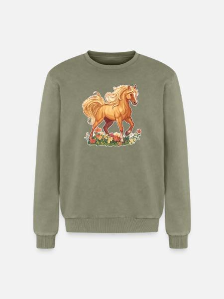Cheval - Sweatshirt unisexe Premium acid-wash en coton - vert délavé acide