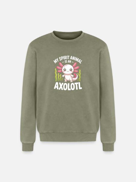 Axolotl Geisttier-Tee - Relaxed Unisex Premium Acid-Washed Sweatshirt - Grün Acid Wash