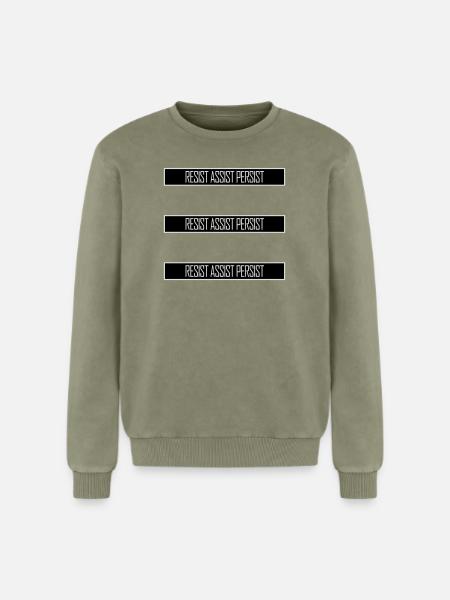 Resist Assist Persist Activism Motivation Logo - Relaxed Unisex Premium Acid Washed Sweatshirt - acid washed green