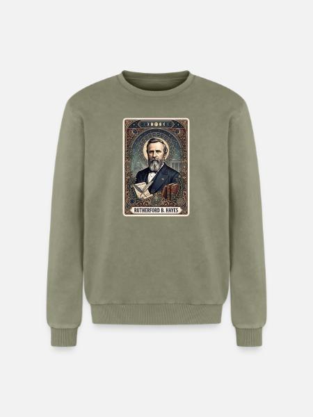 Rutherford B. Hayes Tarot Card - Relaxed Unisex Premium Acid Washed Sweatshirt - acid washed green