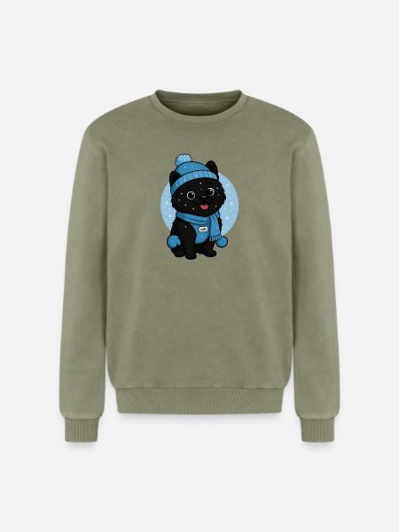 Cuddly Dog Winter Magic - Relaxed Unisex Premium Acid Washed Sweatshirt - acid washed green
