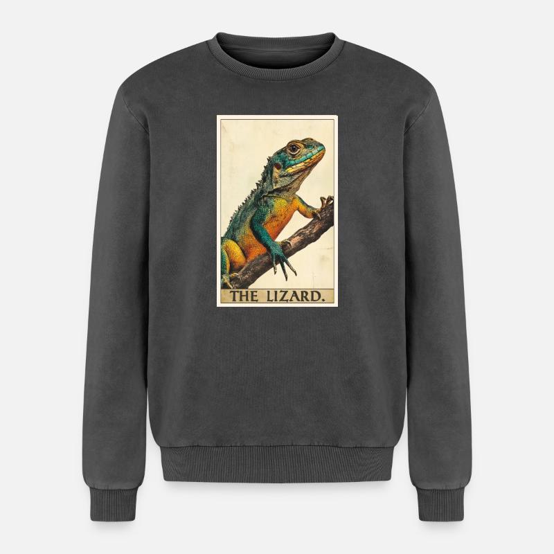 Eidechsen Eidechse - Relaxed Unisex Premium Acid-Washed Sweatshirt - Schwarz Acid Wash