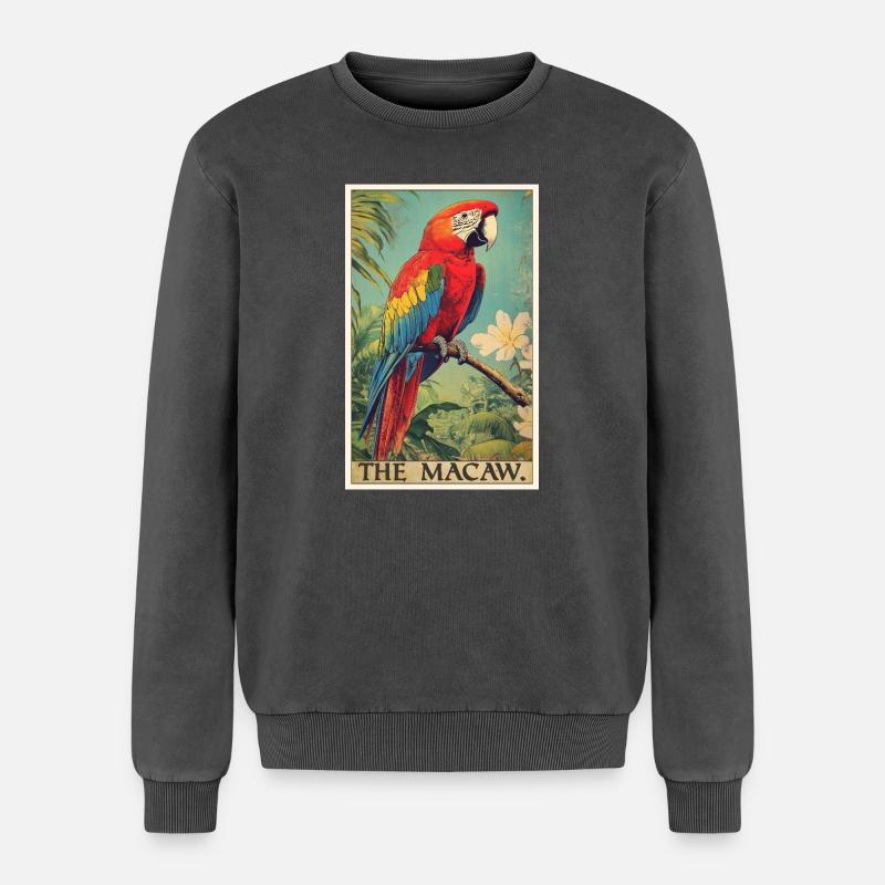 Macaw's Era - Relaxed Unisex Premium Acid Washed Sweatshirt - acid washed black