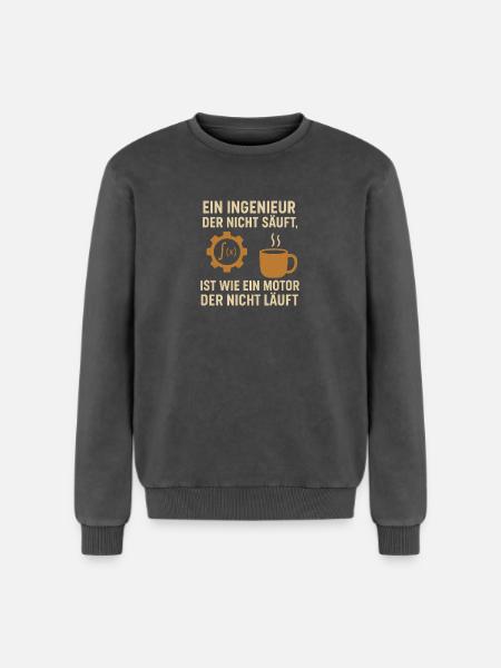 Engineer Humor Coffee Engine - Relaxed Unisex Premium Acid Washed Sweatshirt - acid washed black