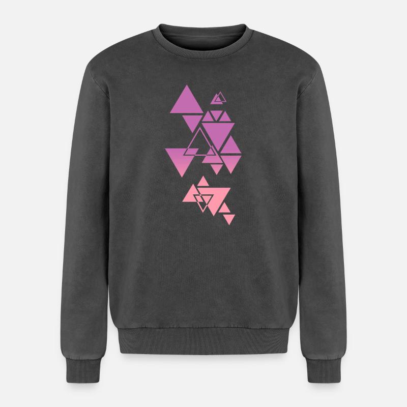Gradient Triangle Pattern Pink - Relaxed Unisex Premium Acid Washed Sweatshirt - acid washed black
