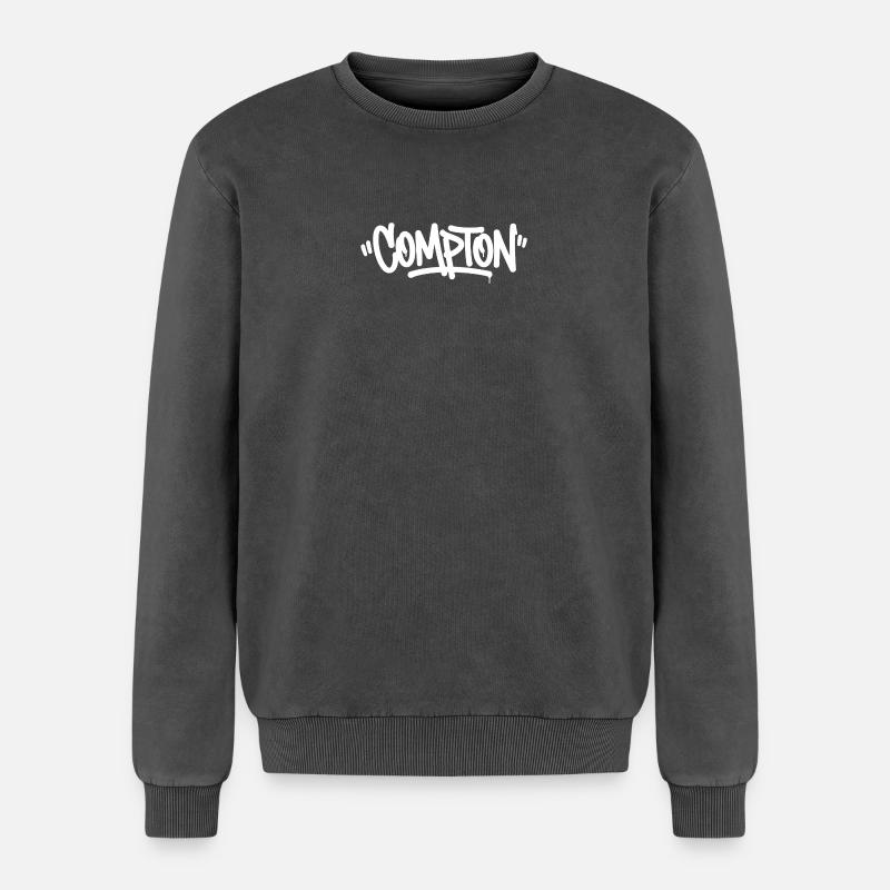 Compton Graffiti - Relaxed Unisex Premium Acid-Washed Sweatshirt - Schwarz Acid Wash