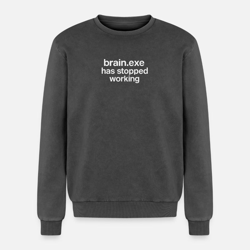 brain.exe has stopped working - Relaxed Unisex Premium Acid Washed Sweatshirt - acid washed black