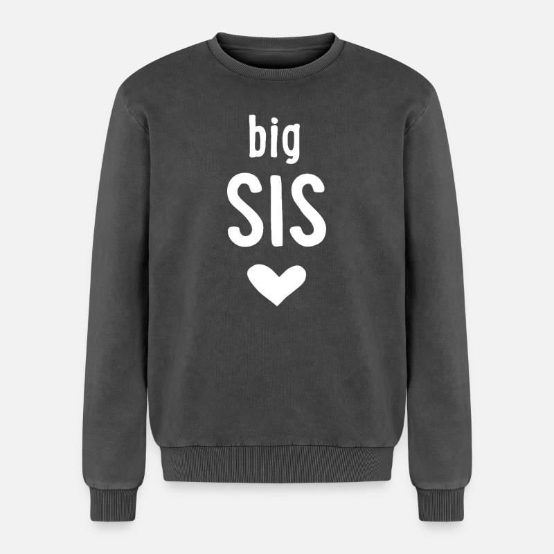 Big Sis - Relaxed Unisex Premium Acid-Washed Sweatshirt - Schwarz Acid Wash