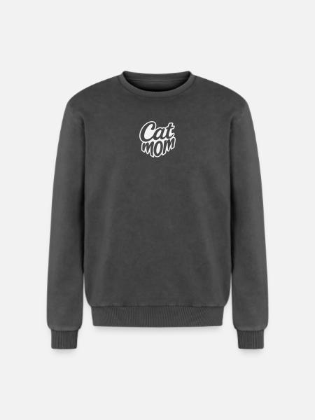 Maman chat, Lettrage maman chat, - Sweatshirt unisexe Premium acid-wash en coton - noir délavé acide