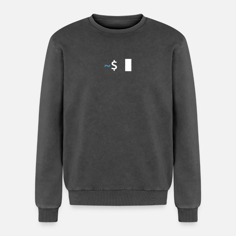 Linux Shell Command - Relaxed Unisex Premium Acid Washed Sweatshirt - acid washed black