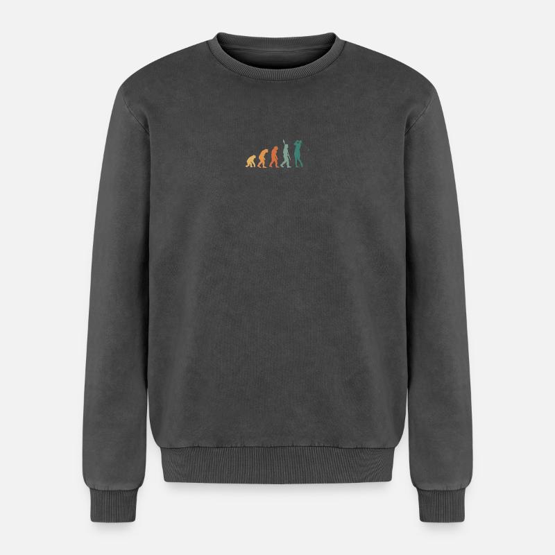 Evolution Golf Retro - Relaxed Unisex Premium Acid-Washed Sweatshirt - Schwarz Acid Wash